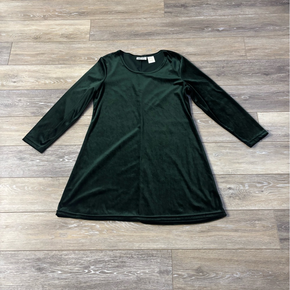 Kathie Lee Velvet Dress Sz M Emerald Green Holiday Grunge Whimsy Goth 90s Y2K